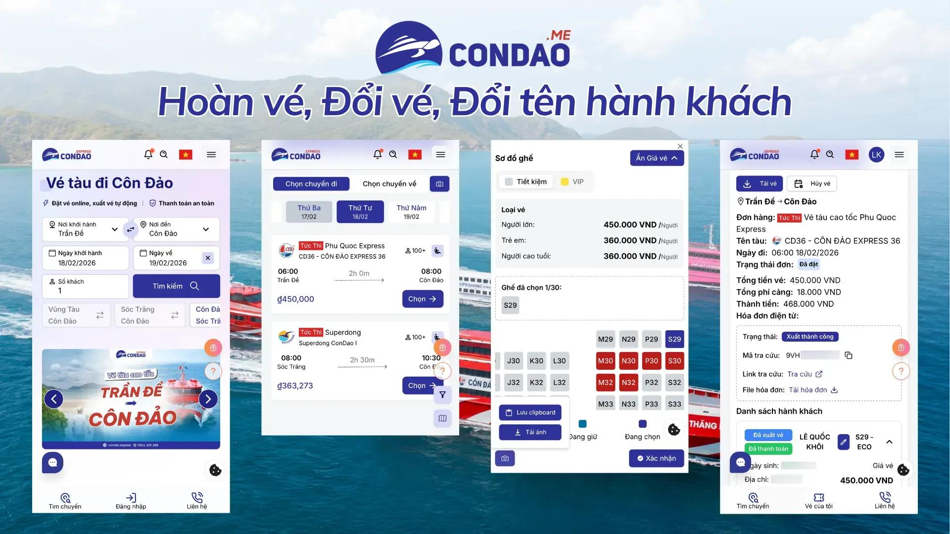 Hướng dẫn đặt vé tàu cao tốc đi Côn Đảo online - chi tiết từng bước